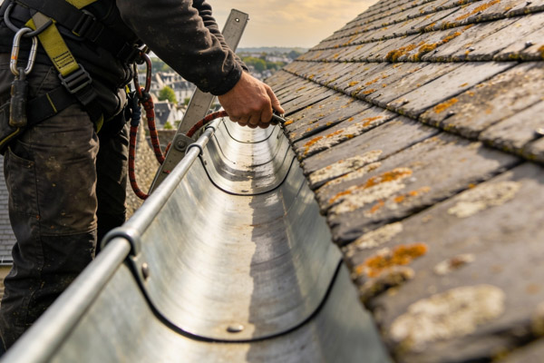 Pose et soudure de gouttière en zinc neuve